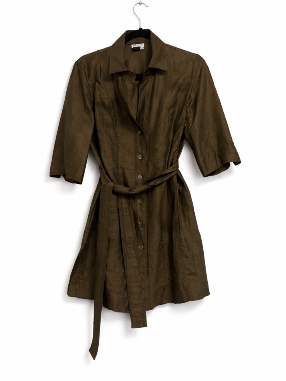 Button-Front Shirt Dress with Tie Belt